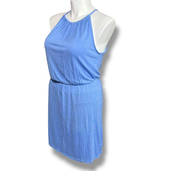 Old Navy Womens Blouson Dress Sleeveless Halter Top Knee Length Blue Large - Picture 7 of 10